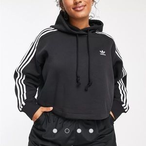 Adidas 3 stripe cropped hoodie
